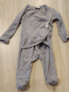Baby Footed Wrap One-Piece in Grey By Bonsie Size 0-3mo